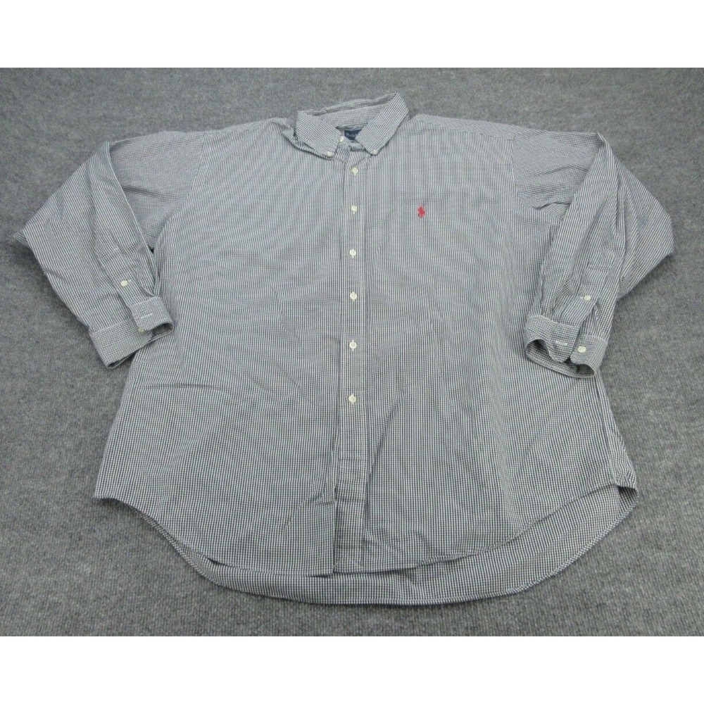 Ralph Lauren Mens Button Down Blake Fit Navy White Gingham Check Shirt XL